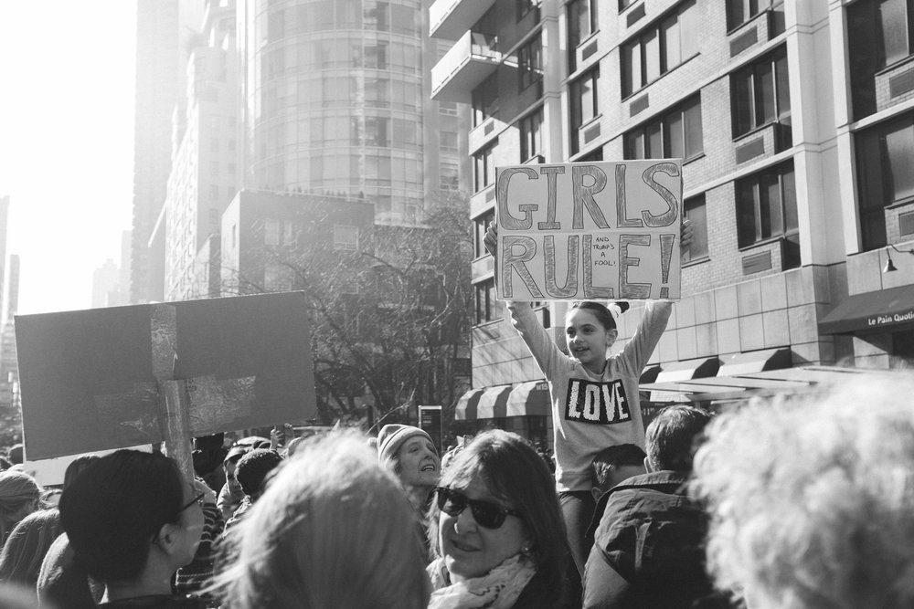  New Yorkers march in protest of President Donald J. Trump's inauguration at the NYC Women's March. 