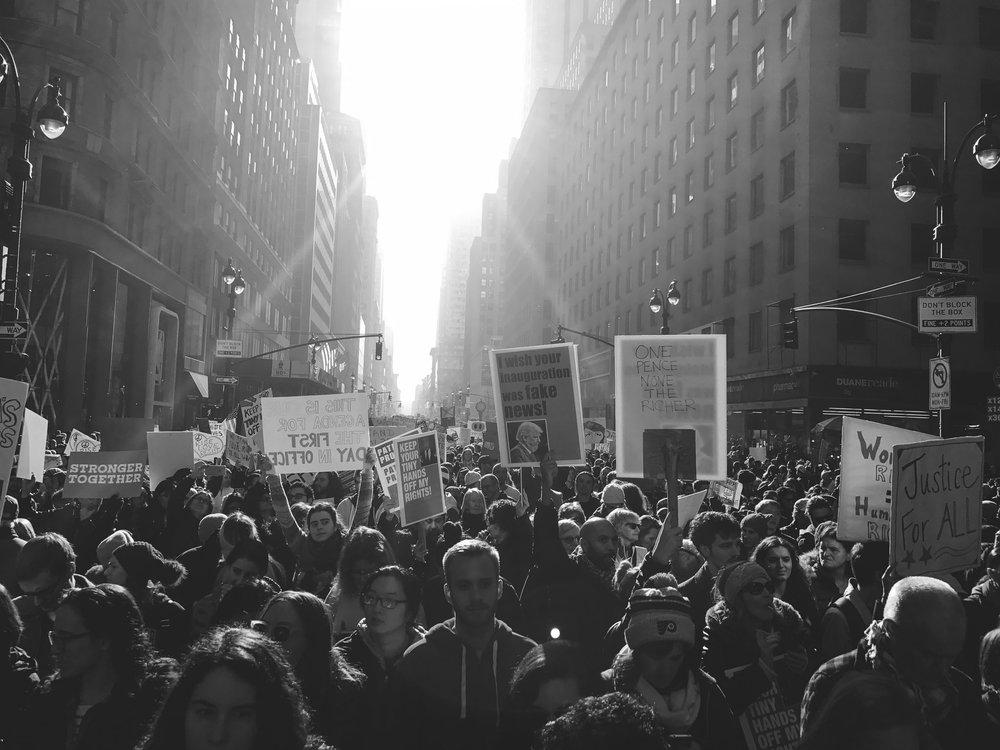  New Yorkers march in protest of President Donald J. Trump's inauguration at the NYC Women's March. 