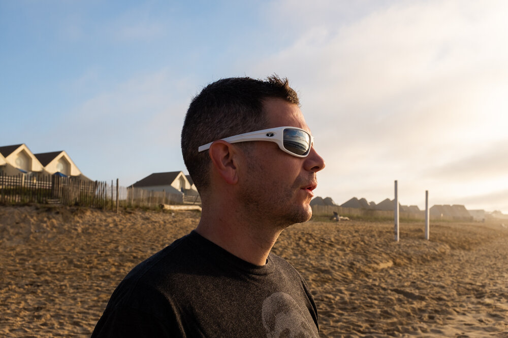  Jesse on the beach in Montauk, the morning after completing the 75-mile route of the annual Ride to Montauk 