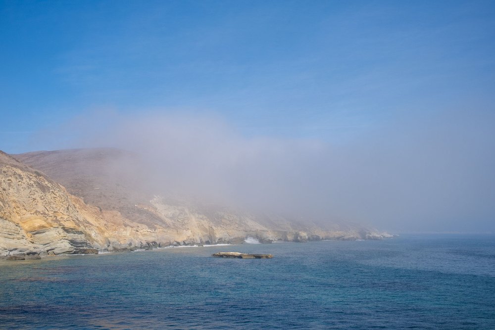 Fog rolling through the Channel Islands