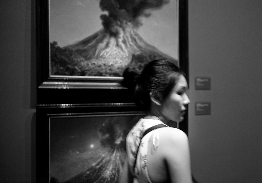  Lady walking away from Raden Saleh's volcanoes 