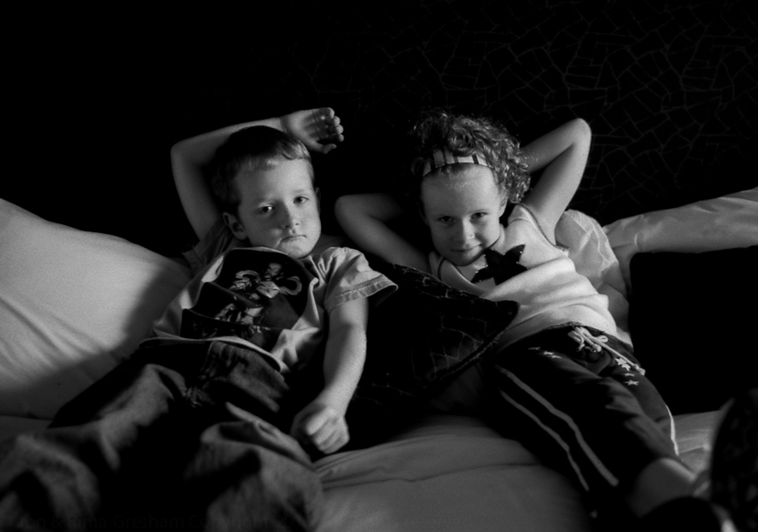  Charlie &amp; Lily at Palm Resort, Malaysia, watching American Idol while I babysit them in 2004 