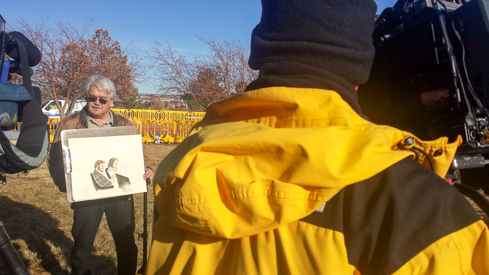The courtroom sketch artist and his rendering of Holmes...