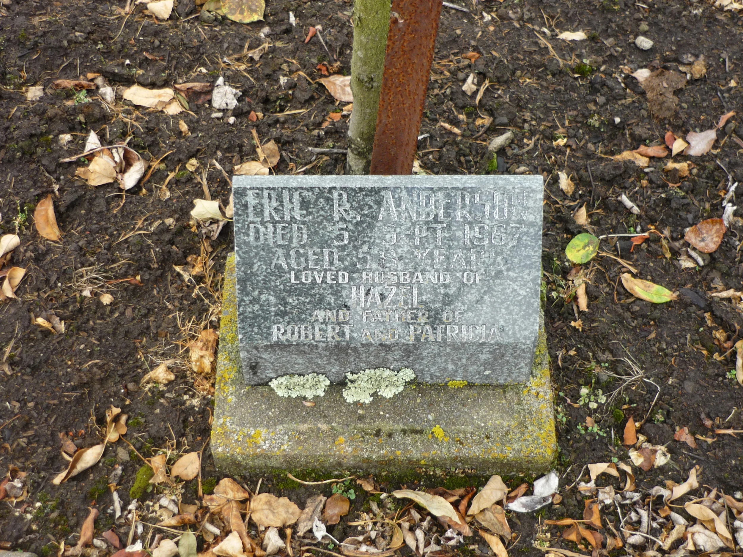 Memorial to Eric Robert Anderson