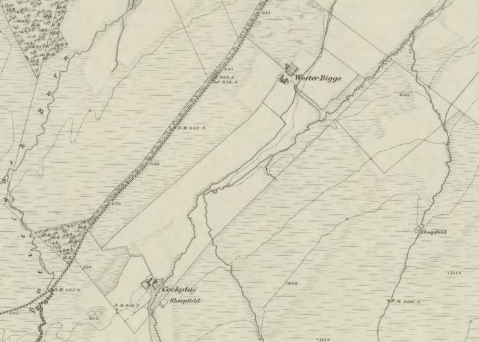 Cockplay and Wester Biggs Farms, Blackford (Ordnance Survey 1862)