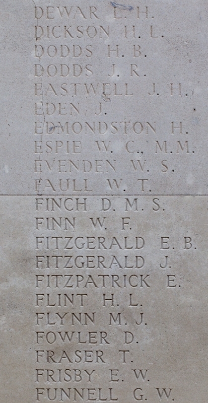 Memorial to William Thomas Faull, Tyne Cot Memorial, N.Z. Apse, panel 3