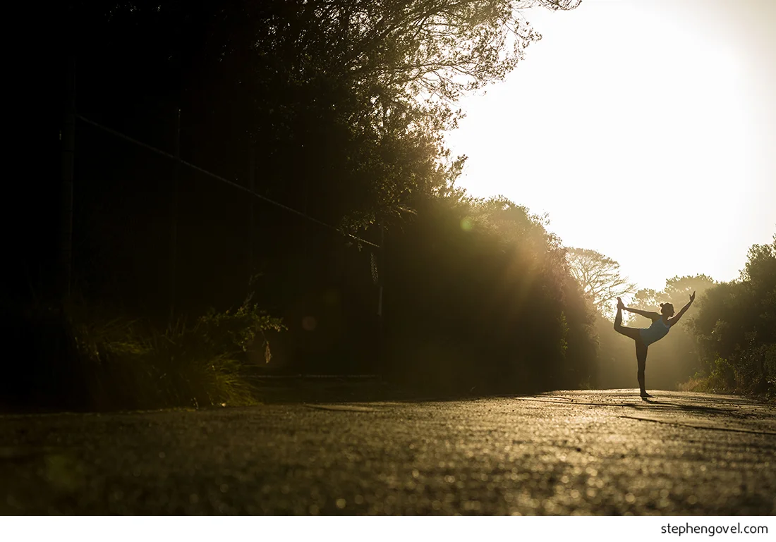 sydney northern beaches headland backlit yoga meditation wellbeing portrait