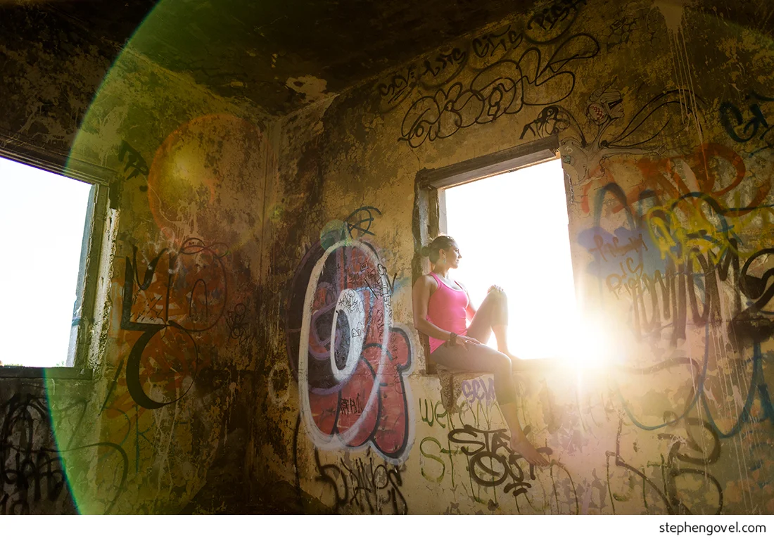sydney northern beaches headland backlit yoga meditation wellbeing portrait