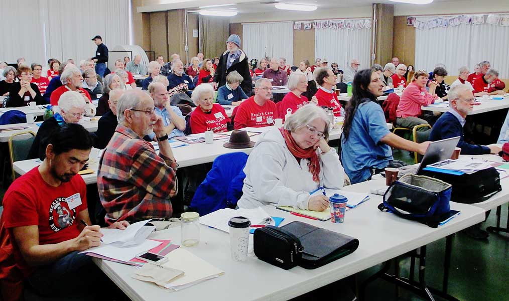 A dedicated crowd of activists filled the hall of Good Samaritan Episcopal Church in Corvallis.