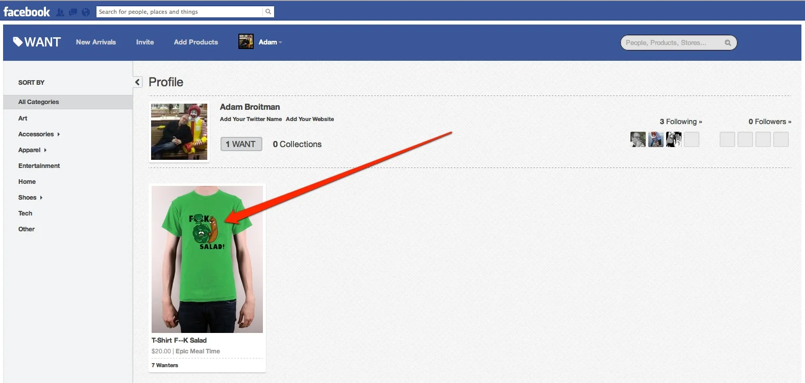 Facebook Want