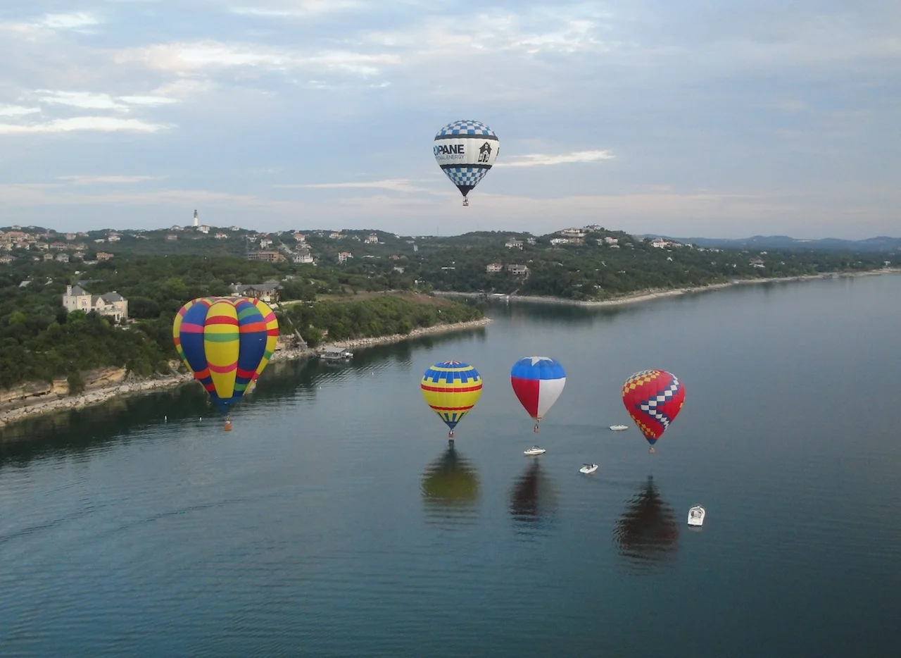 Balloons launching from Mansfield Dam Park Photo by Lloyd Cates