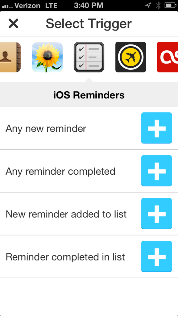 IFTTT: Selecting the Reminders trigger