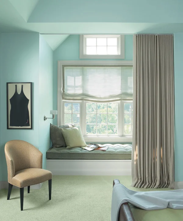 Room featuring the PPG color palette "Spa Therapy"