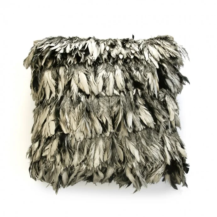 Dransfield & Ross"s madcap Platinum Painted Feathers Pillow 