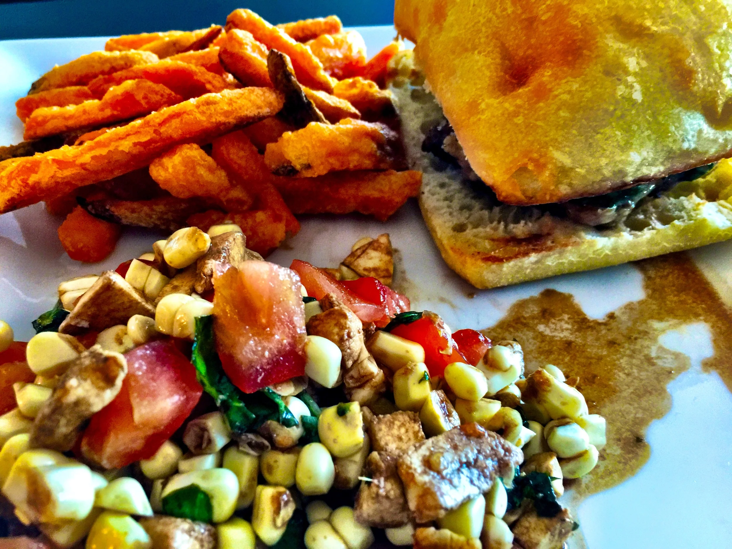 Chef Joel & Jenn: Italian Burgers with Fresh Mozzarella and Tomato-Corn Salad