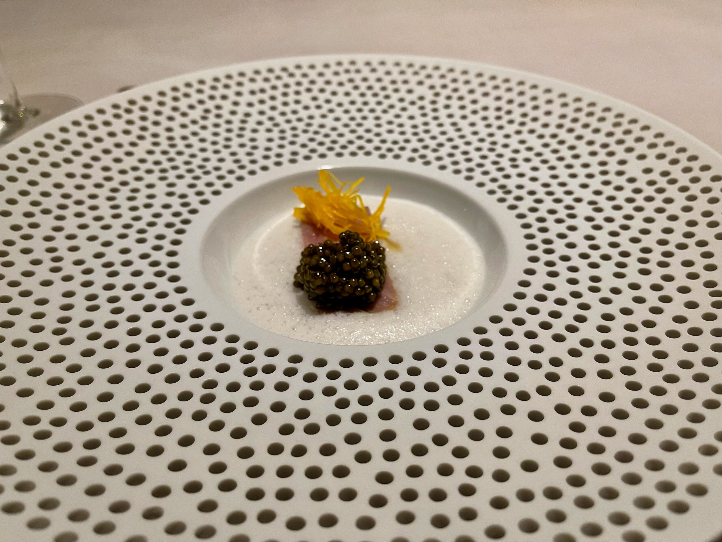 Bluefin Tuna Chutoro golden osetra caviar - vadouvan - peppers