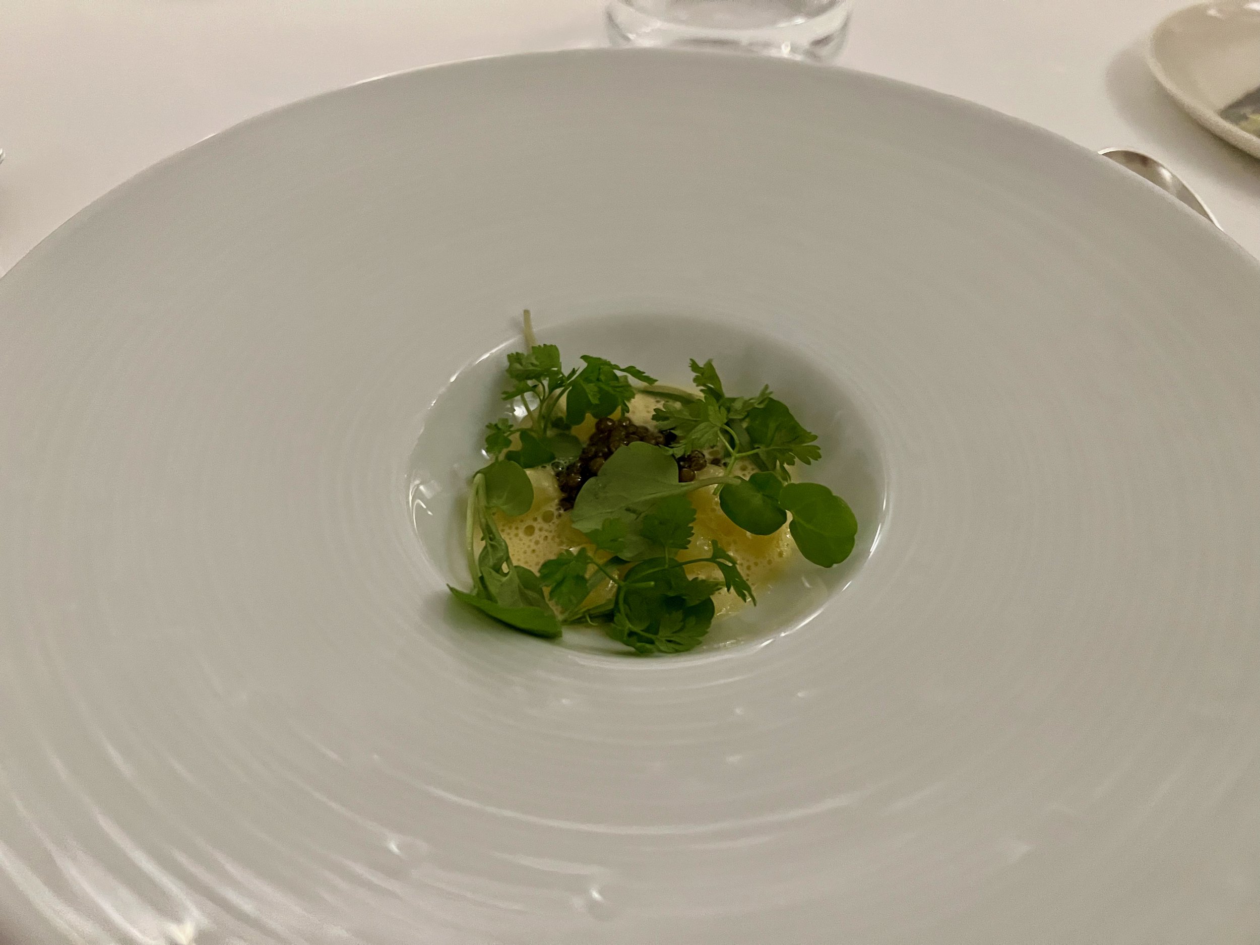 Gold selection caviar, new danish potatoes, pickled white asparagus & sauce beurre blanc