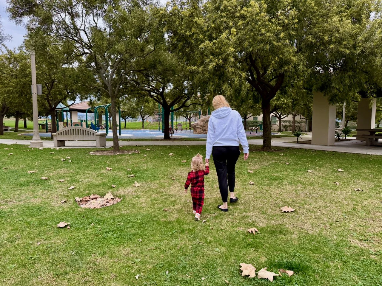 Elle and Jenn Walking at the Park on NYE