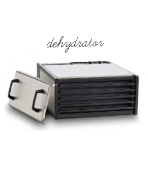 The Excalibur dehydrator is a must-have when creating gourmet raw food. Instead of cooking your food at high temps it slowly removes moisture {think dried mango} and you can do so many great things with this machine. Giving you the comfort of cooked food w/o destroying all the enzymes and essential nutrients. CLICK HERE to BUY NOW