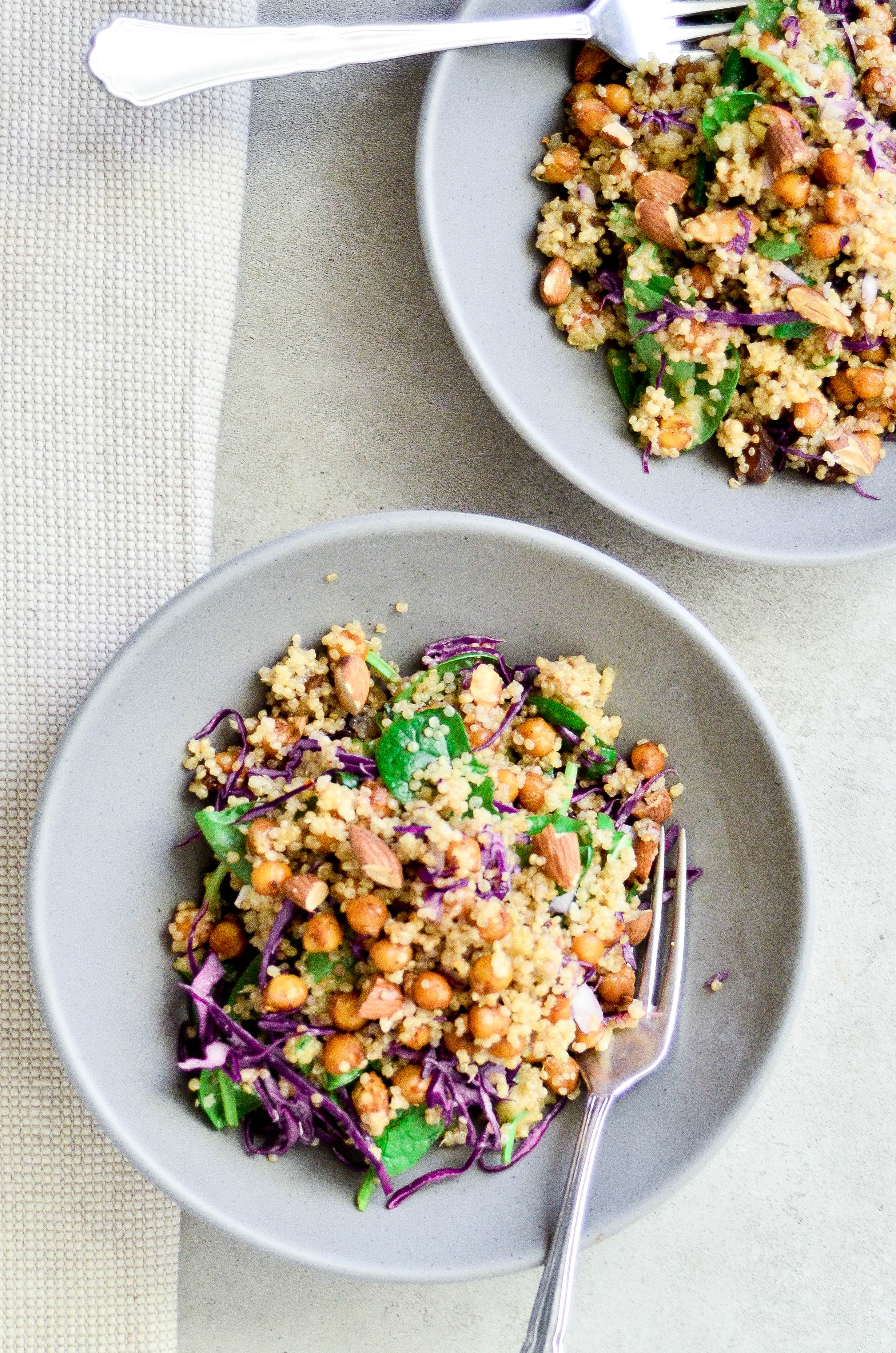 Warm Quinoa Salad | Honey Mustard Dressing | Garbanzo Bean Croutons || simple, easy, quick, delicious, healthy and warming! #puremamas @julinovotny