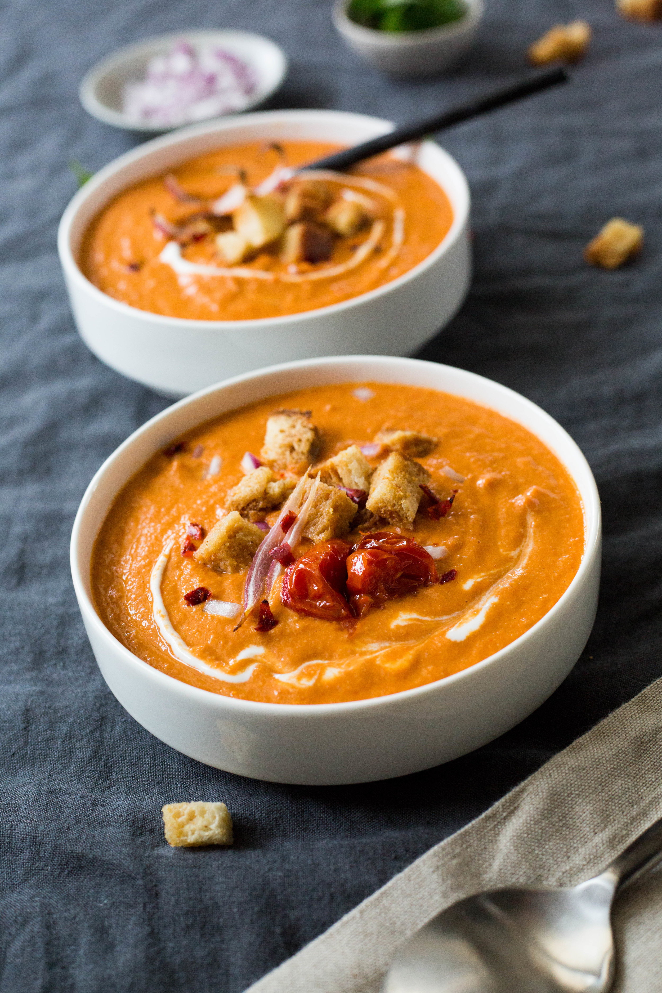 Tomato Soup with gluten free croutons | vegan | #puremamas