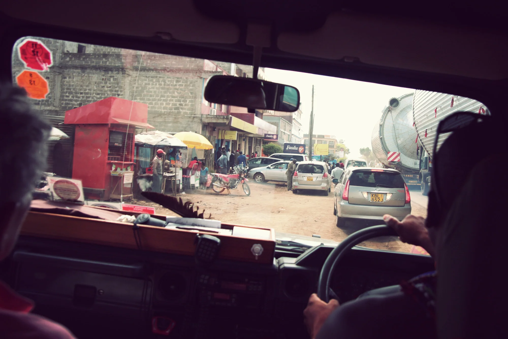 How to pass a wide load: drive on the 'sidewalk'