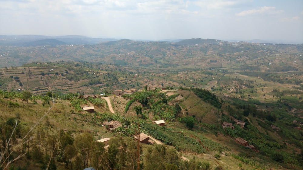 View over rural Rwanda from the climbing spot. 