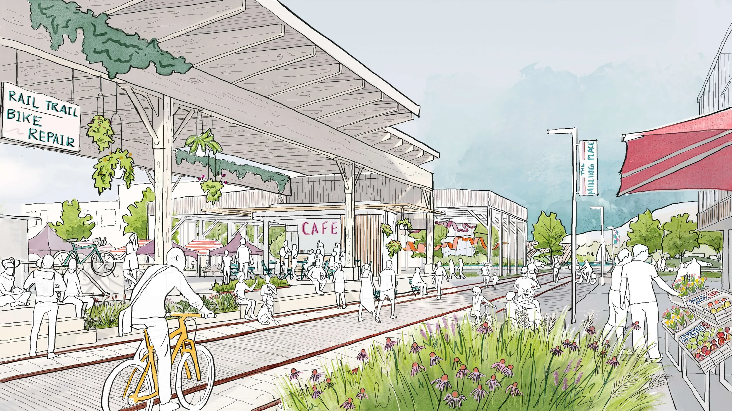 Concept 1 Rail Trail & Market Plaza
