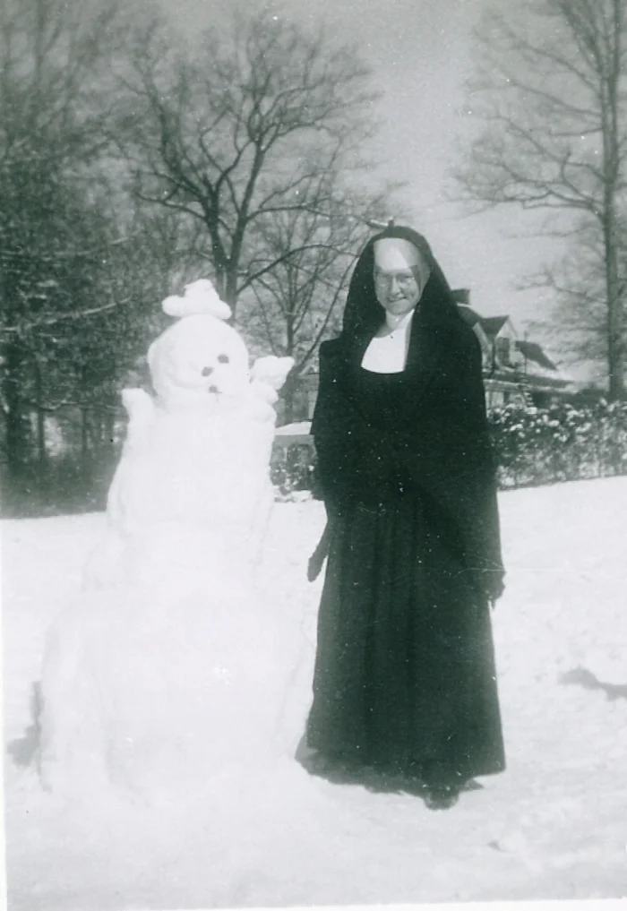 Sr. Margaret (aka Sr. Mary Theonita) and Snowman