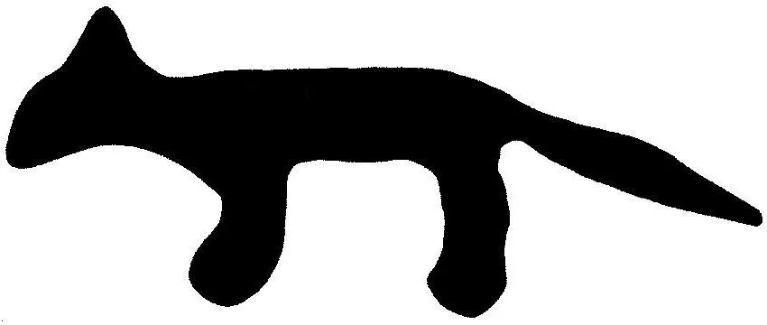Sketch outline of the Heim Mound, commonly considered to be a fox effigy.
