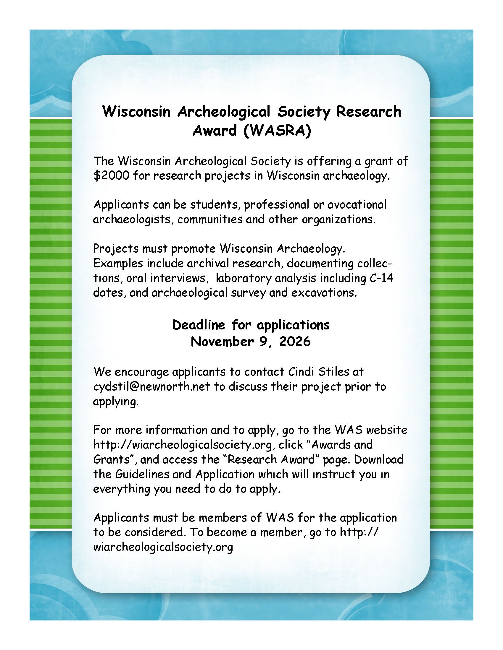2026 Wisconsin Archaeological Society Research Award-WASRA.jpg