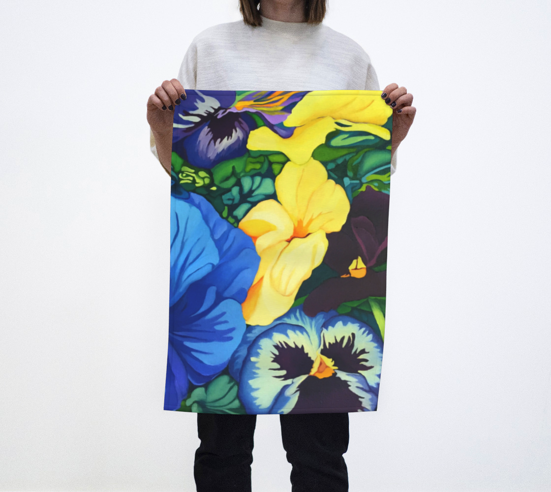 Pansy tea towel