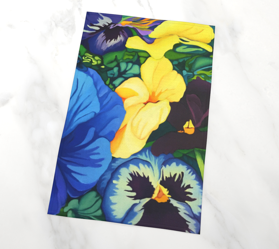 Pansy tea towel