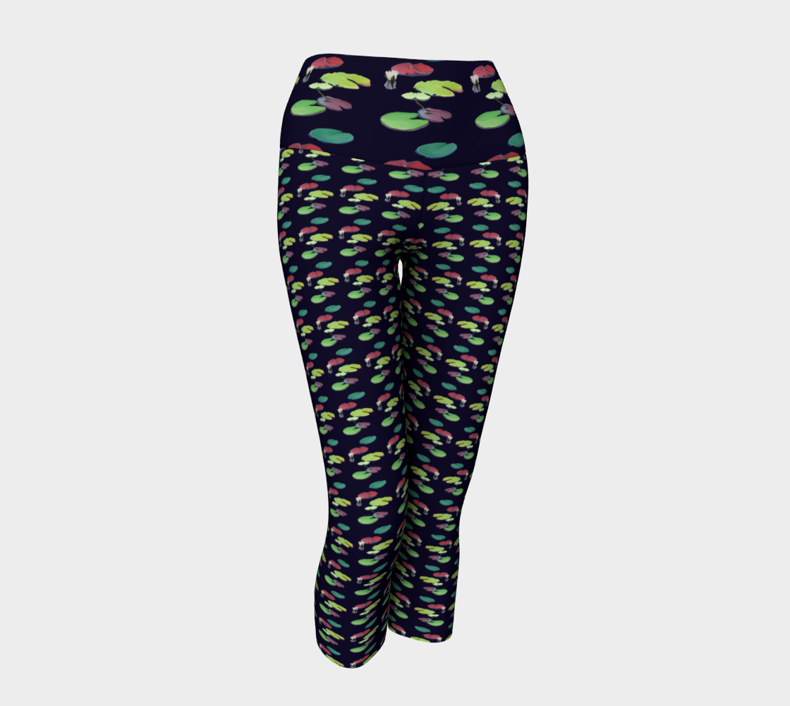 Black Lily Pattern Yoga Capris