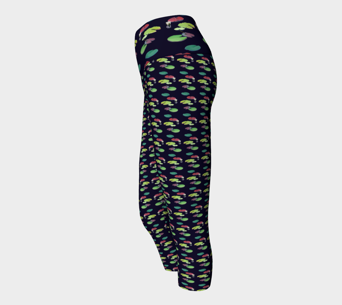 Black Lily Pattern Yoga Capris