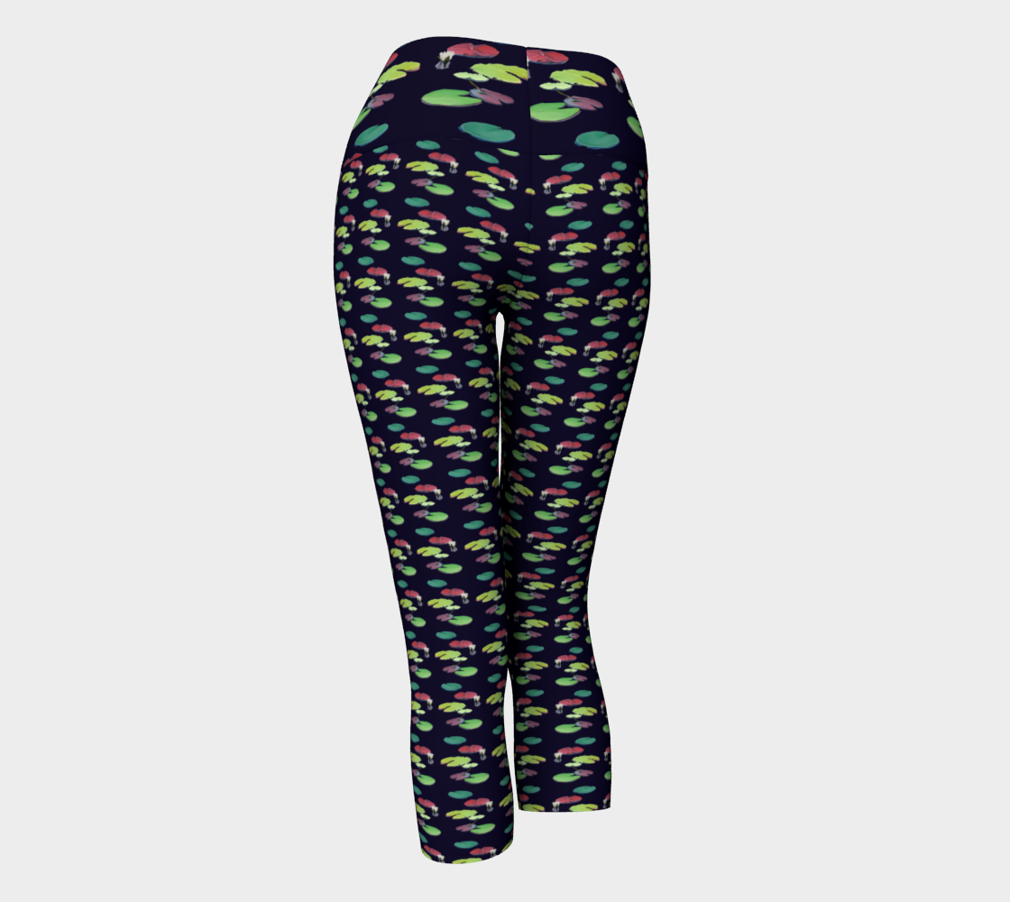 Black Lily Pattern Yoga Capris
