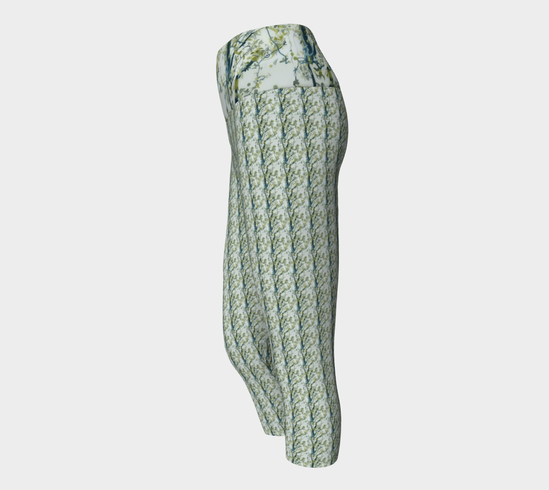 Green Forest Pattern Yoga Capris