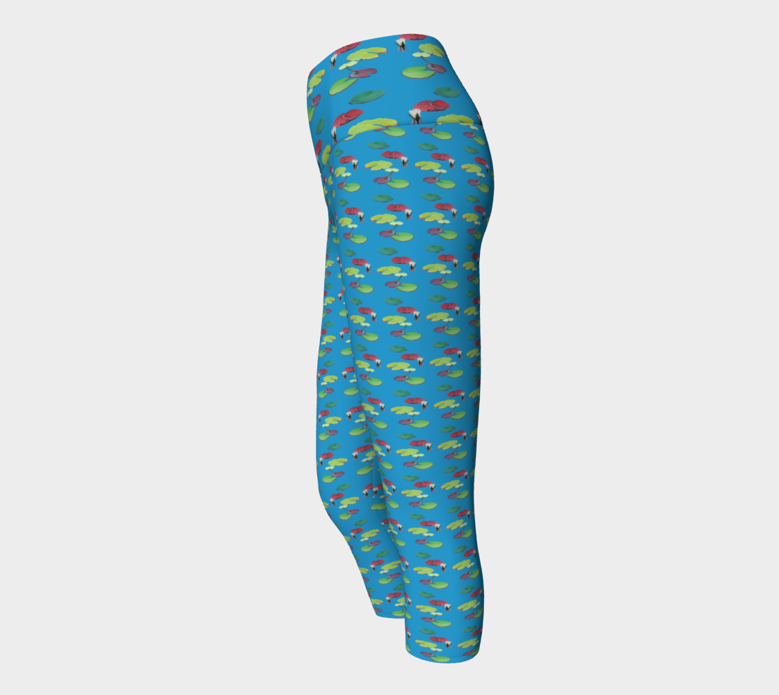 Blue Lily Pattern Yoga Capris