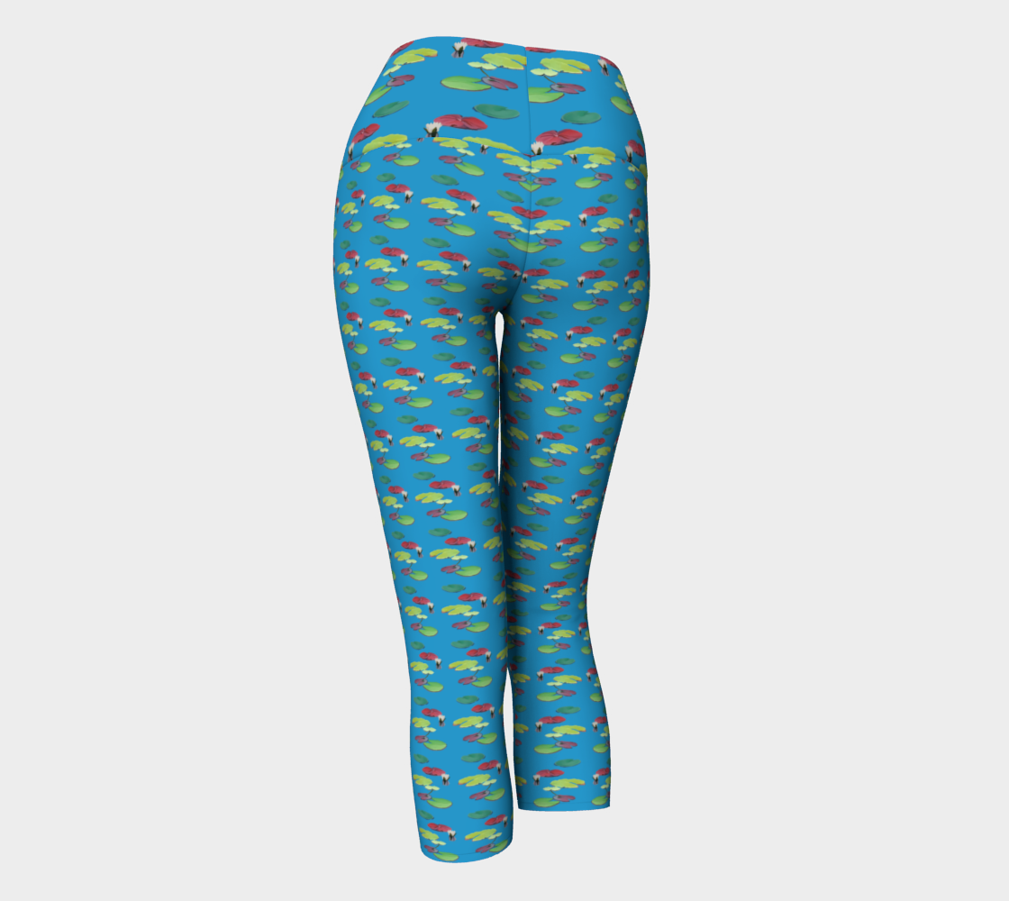 Blue Lily Pattern Yoga Capris