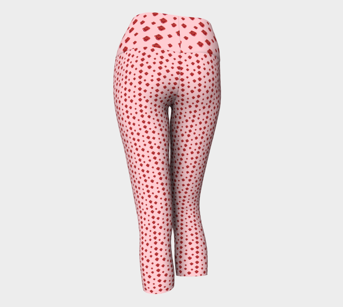 Polka Rose Pattern Yoga Capris
