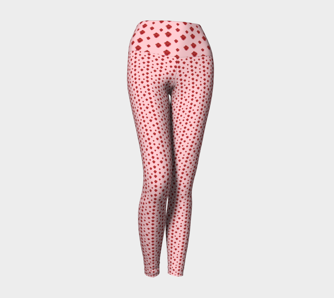 Polka Rose Pattern Yoga Leggings
