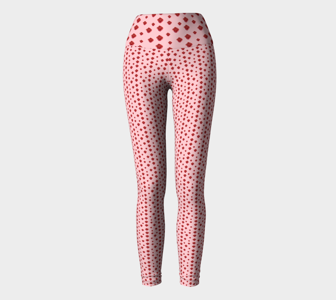 Polka Rose Pattern Yoga Leggings