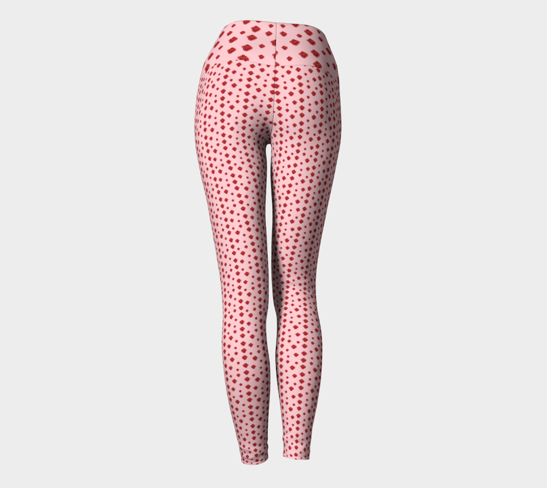 Polka Rose Pattern Yoga Leggings
