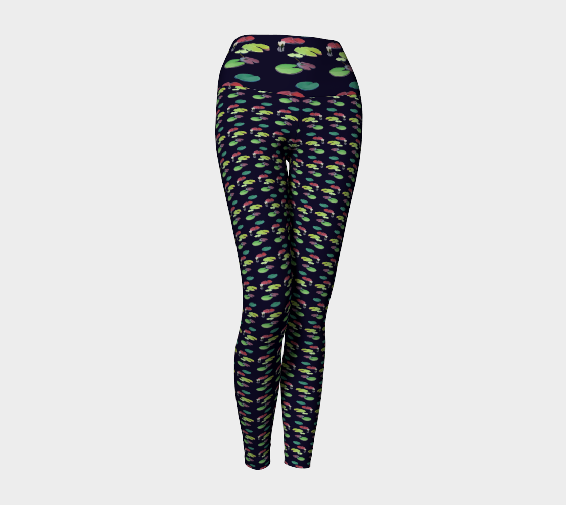 Black Lily Pattern Yoga Leggings