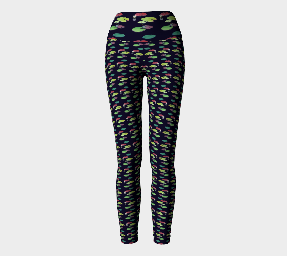 Black Lily Pattern Yoga Leggings