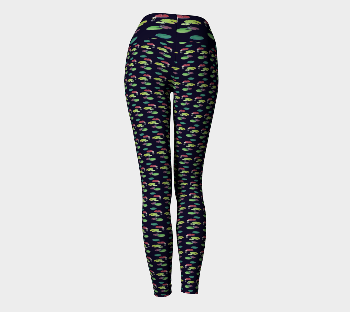 Black Lily Pattern Yoga Leggings