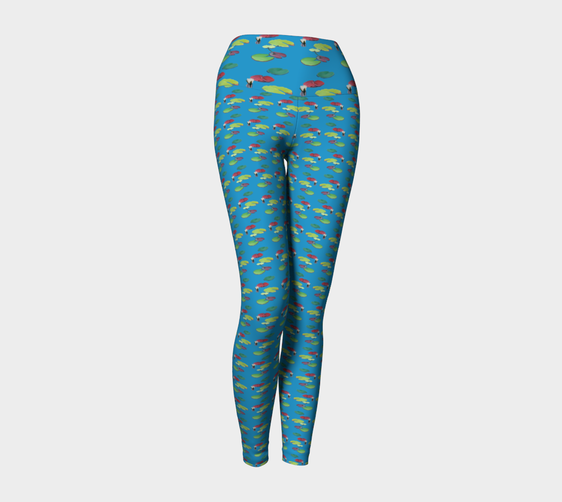 Blue Lily Pattern Yoga Leggings