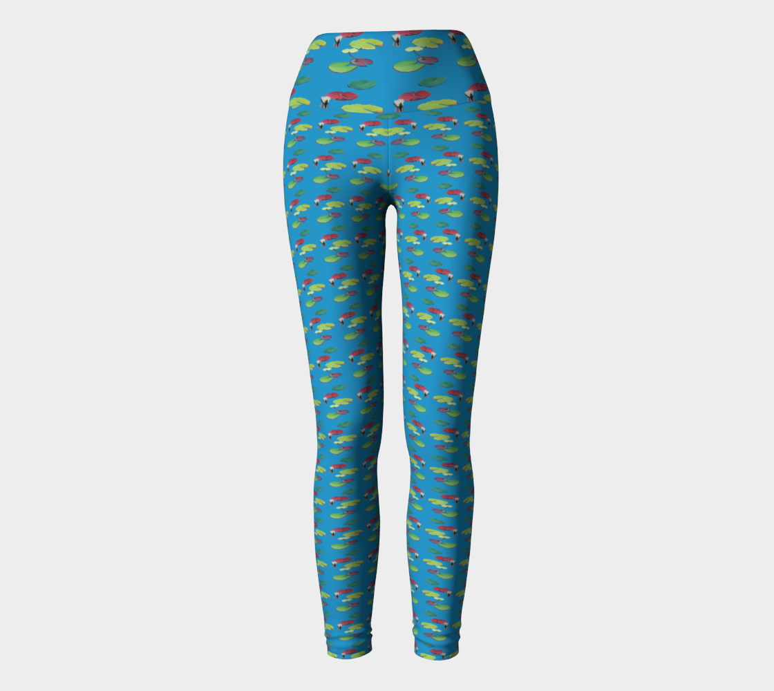 Blue Lily Pattern Yoga Leggings