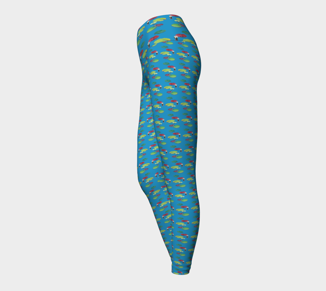Blue Lily Pattern Yoga Leggings