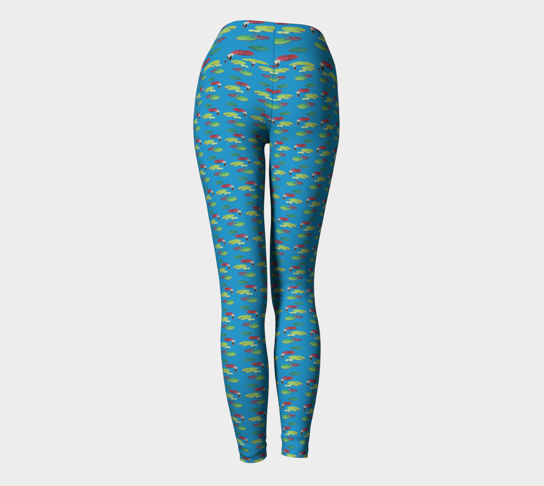 Blue Lily Pattern Yoga Leggings